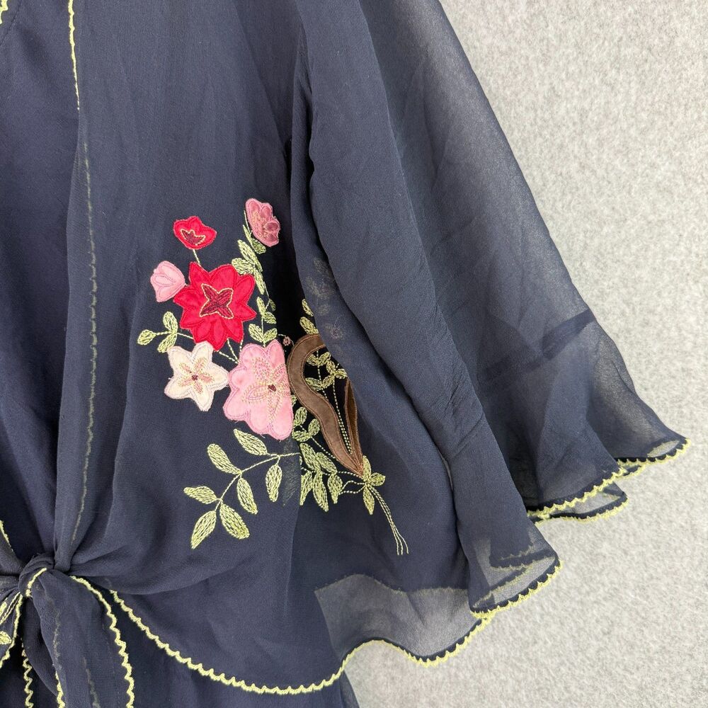 Robbie Bee 100% Blue Silk Slip Maxi Dress w/ Shawl Coquette Fairy Whimsy Core 8 - Picture 6 of 6